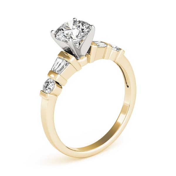 Fancy Shape Baguette Engagement Ring, style 83856, Top view in yellow gold