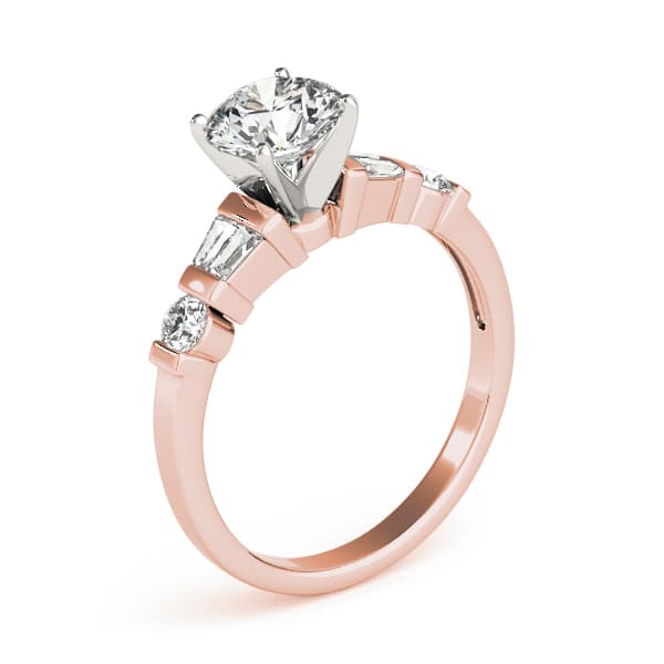 Fancy Shape Baguette Engagement Ring, style 83856, Top view in rose gold