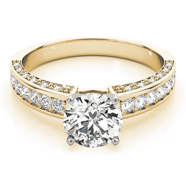 Single Row Prong Engagement Ring, style 83858, On hand view in yellow gold