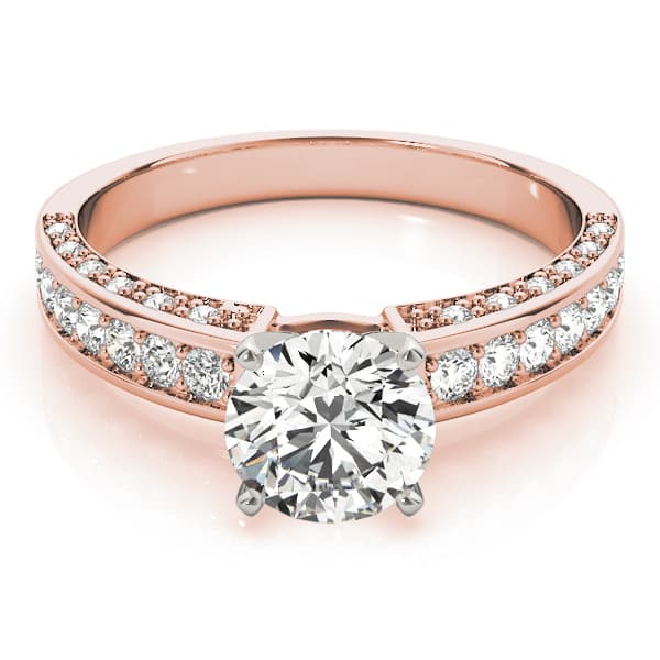 Single Row Prong Engagement Ring, style 83858, On hand view in rose gold