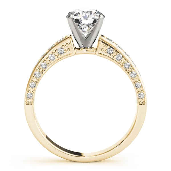 Single Row Prong Engagement Ring, style 83858, Side view in yellow gold