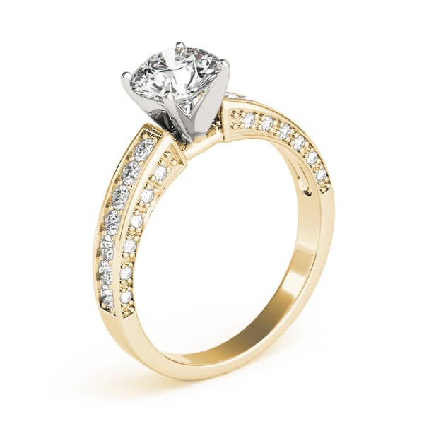 Single Row Prong Engagement Ring, style 83858, Top view in yellow gold