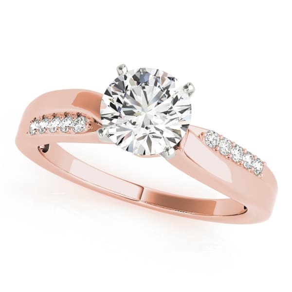 Bypass Prong Set Engagement Ring, style 83861, Front view in rose gold