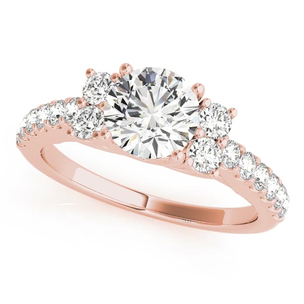Cluster Sides Engagement Ring, style 83863, Front view in rose gold