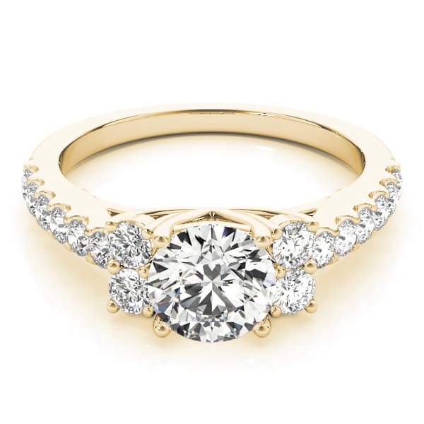 Cluster Sides Engagement Ring, style 83863, On hand view in yellow gold