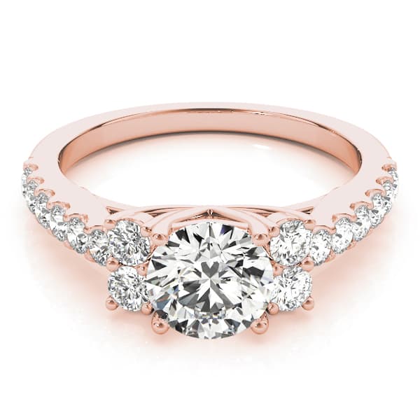 Cluster Sides Engagement Ring, style 83863, On hand view in rose gold