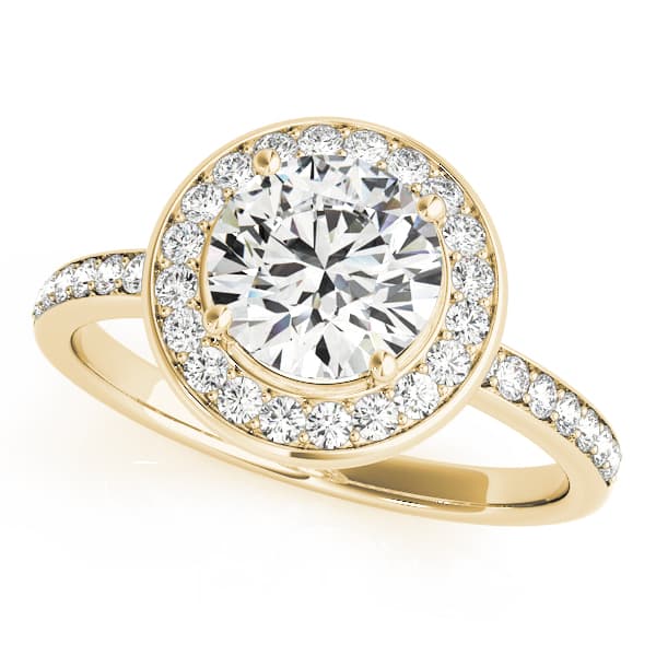 Halo Round Engagement Ring, style 83872, Front view in yellow gold