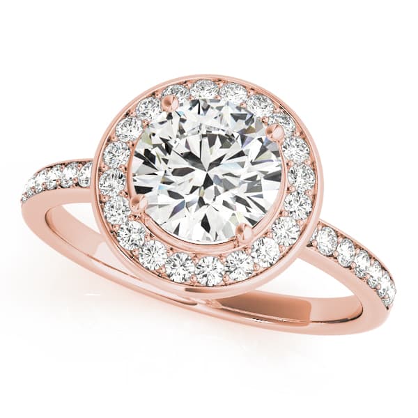 Halo Round Engagement Ring, style 83872, Front view in rose gold