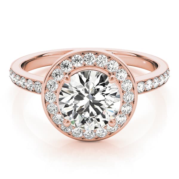 Halo Round Engagement Ring, style 83872, On hand view in rose gold