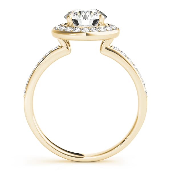 Halo Round Engagement Ring, style 83872, Side view in yellow gold