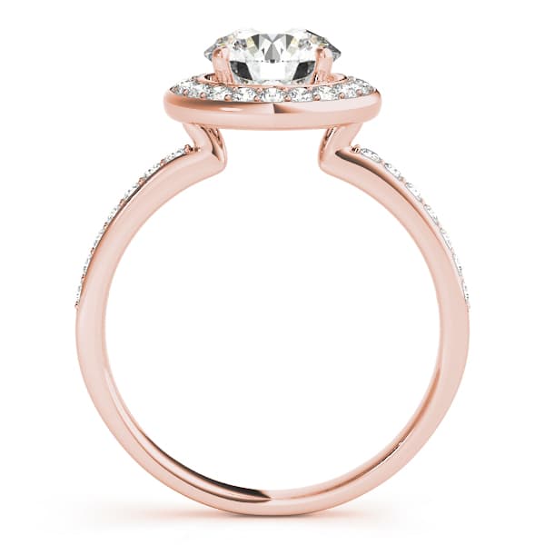 Halo Round Engagement Ring, style 83872, Side view in rose gold