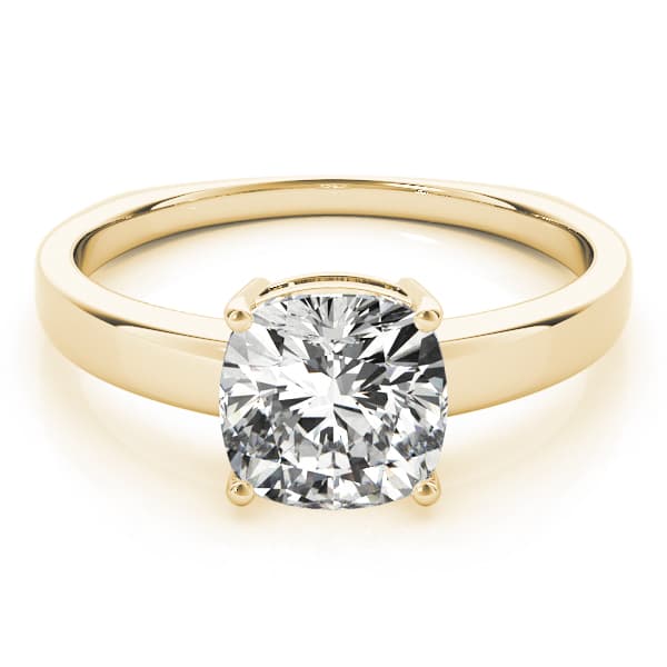 Solitaire Prince Engagement Ring, style 83878, On hand view in yellow gold