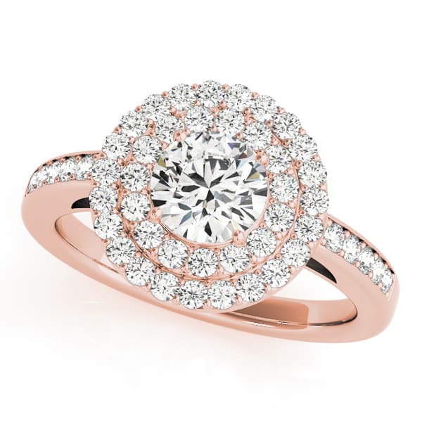 Halo Round Engagement Ring, style 83879, Front view in rose gold