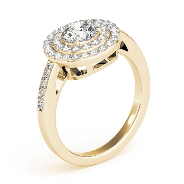 Halo Round Engagement Ring, style 83879, Angle view in yellow gold