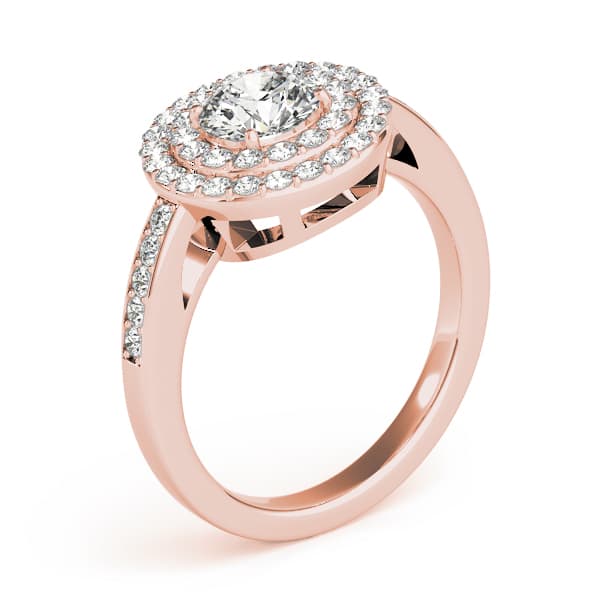 Halo Round Engagement Ring, style 83879, Angle view in rose gold