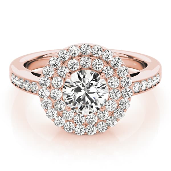 Halo Round Engagement Ring, style 83879, On hand view in rose gold