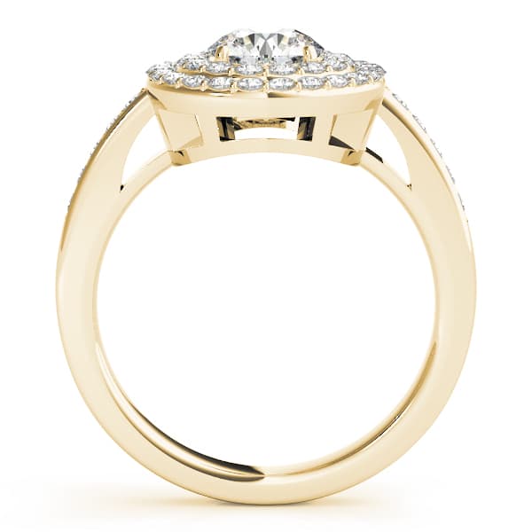 Halo Round Engagement Ring, style 83879, Side view in yellow gold