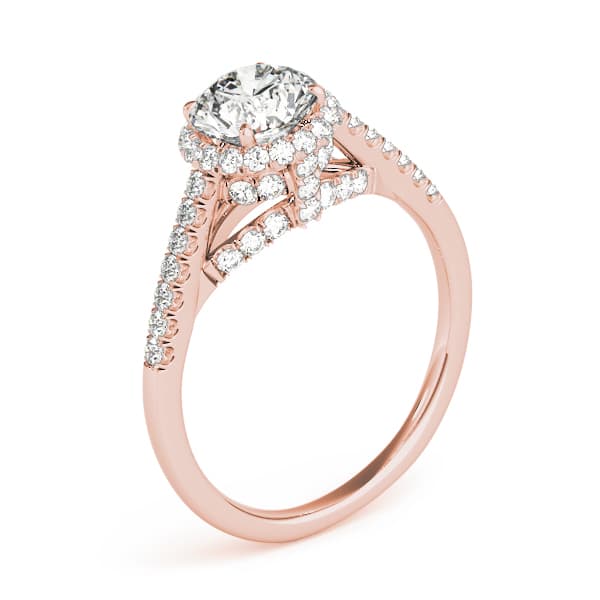 Single Row Hidden Halo Engagement Ring, style 83884, Angle view in rose gold