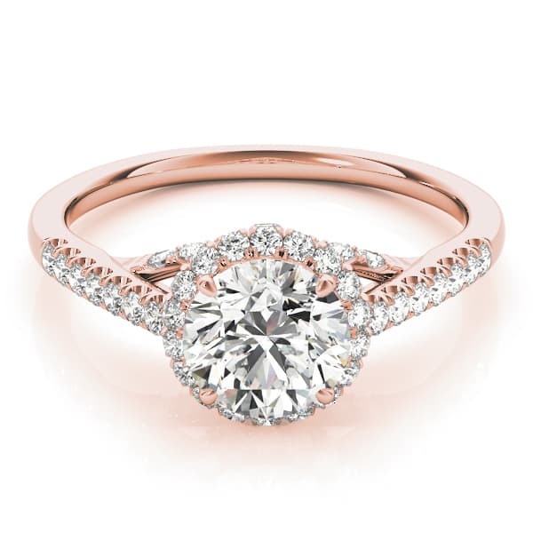 Single Row Hidden Halo Engagement Ring, style 83884, On hand view in rose gold