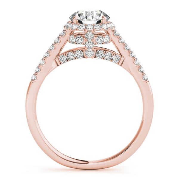 Single Row Hidden Halo Engagement Ring, style 83884, Side view in rose gold
