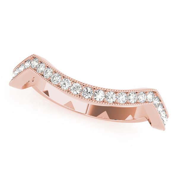 Curved Wedding Band (1/4 ct. tw.), Front view in rose gold