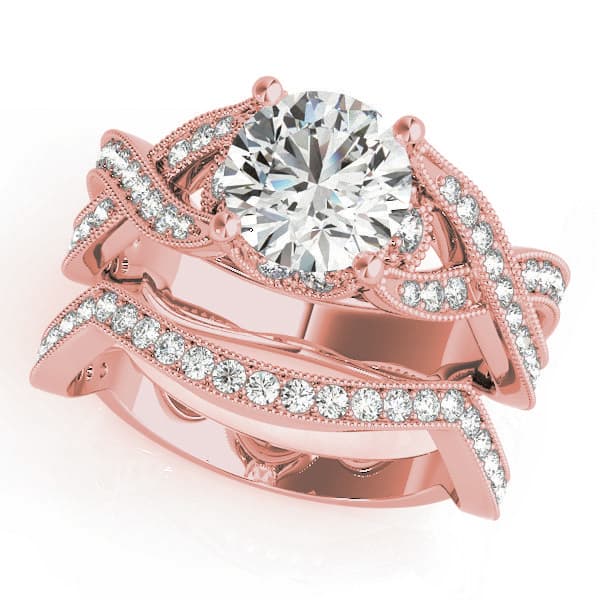 Multi-Row Engagement Ring, style 83891, On hand view in rose gold