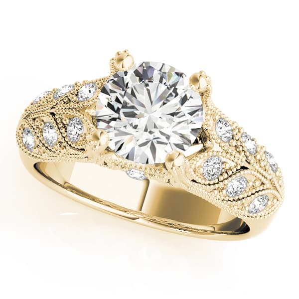 Vintage Inspired Filigree Engagement Ring, style 83894, Front view in yellow gold