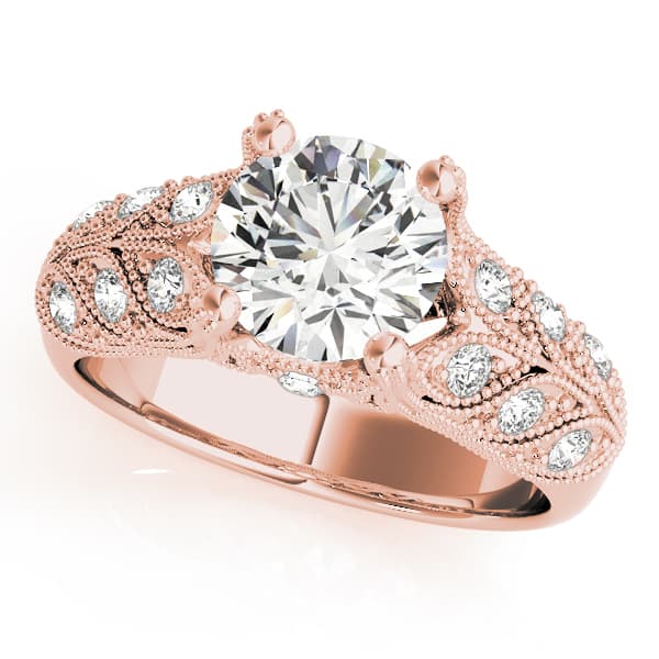 Vintage Inspired Filigree Engagement Ring, style 83894, Front view in rose gold