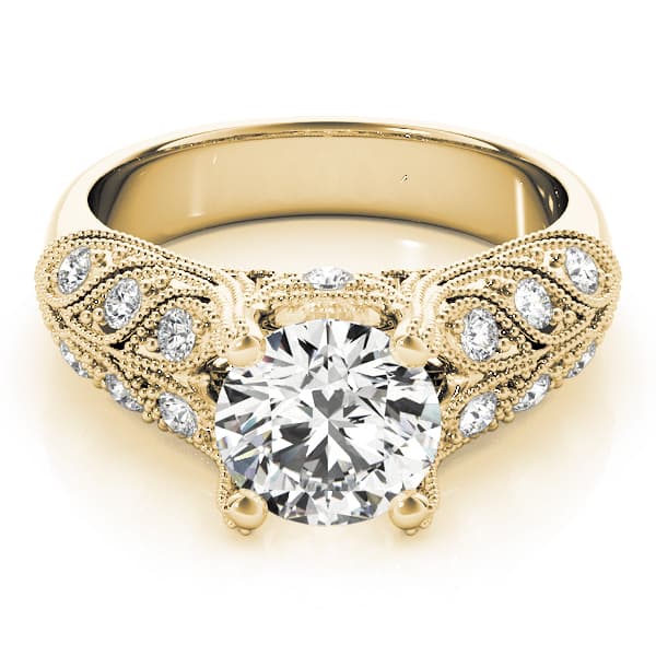 Vintage Inspired Filigree Engagement Ring, style 83894, On hand view in yellow gold