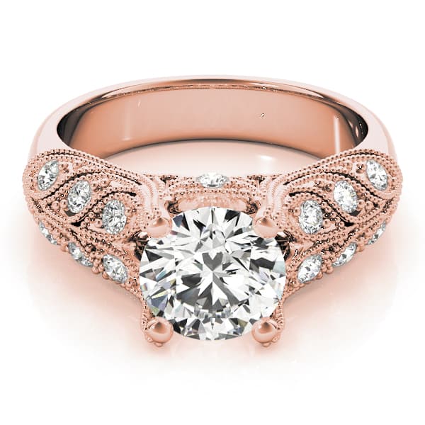 Vintage Inspired Filigree Engagement Ring, style 83894, On hand view in rose gold