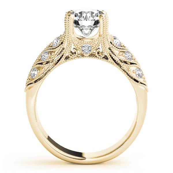 Vintage Inspired Filigree Engagement Ring, style 83894, Side view in yellow gold