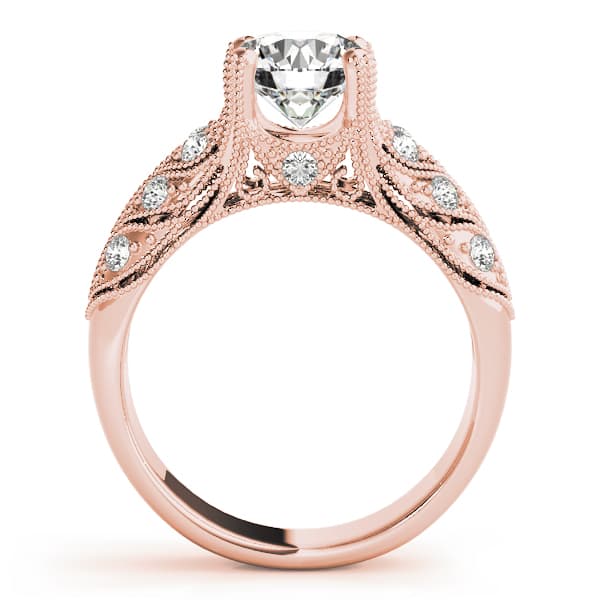 Vintage Inspired Filigree Engagement Ring, style 83894, Side view in rose gold