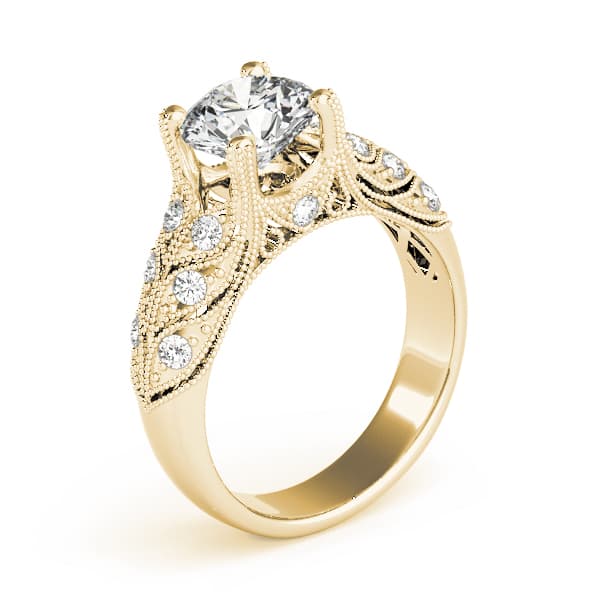 Vintage Inspired Filigree Engagement Ring, style 83894, Top view in yellow gold