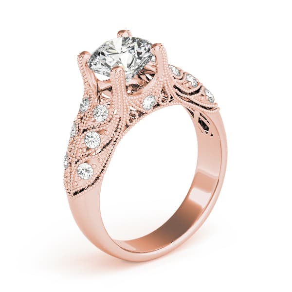 Vintage Inspired Filigree Engagement Ring, style 83894, Top view in rose gold