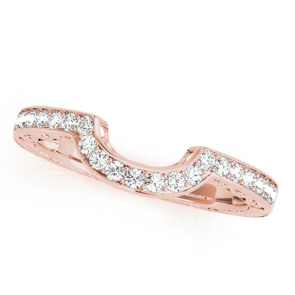 Prong In Channel Curved Wedding Bands (1/4 ct. tw.), Front view in rose gold