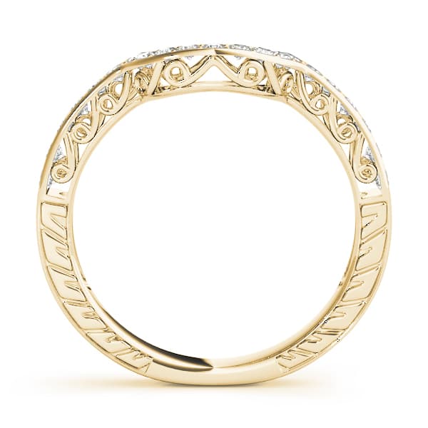 Prong In Channel Curved Wedding Bands (1/4 ct. tw.), Side view in yellow gold