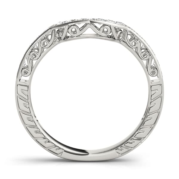 Prong In Channel Curved Wedding Bands (1/4 ct. tw.), Side view in white gold or platinum