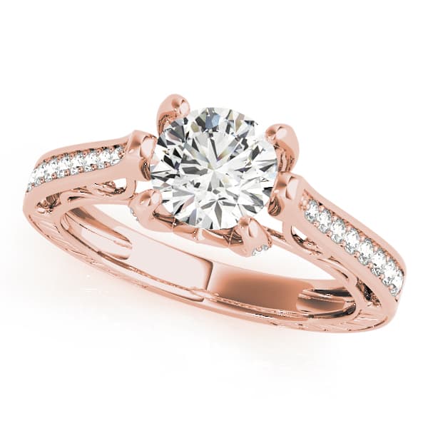 Antique Engagement Ring, style 83895, Front view in rose gold