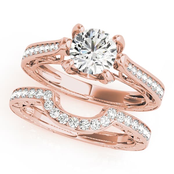 Antique Engagement Ring, style 83895, On hand view in rose gold