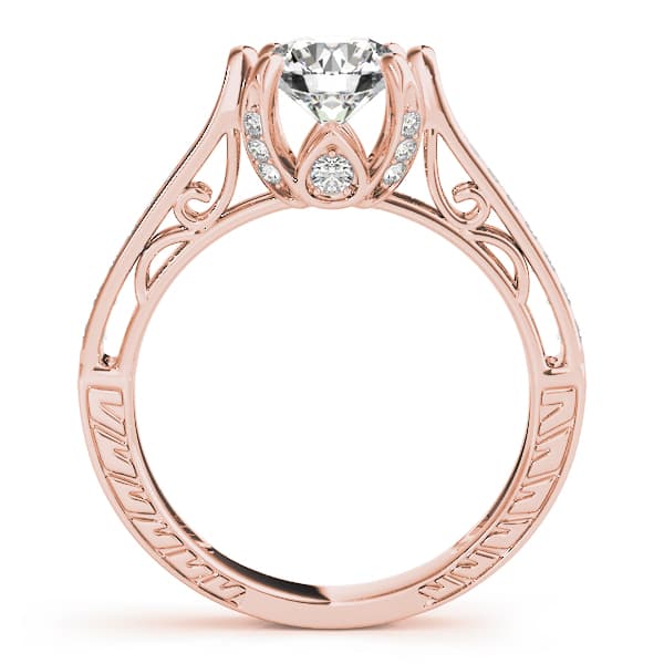 Antique Engagement Ring, style 83895, Side view in rose gold