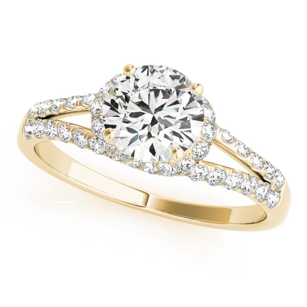 Multi-Row Split Shank Halo Engagement Ring, style 83904, Front view in yellow gold