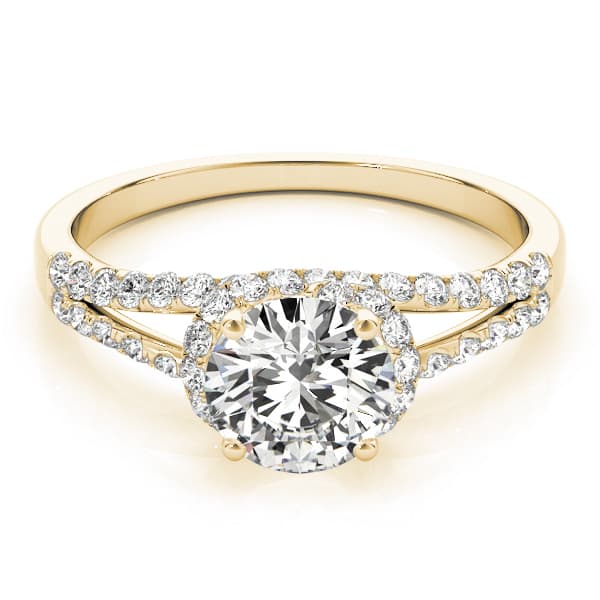 Multi-Row Split Shank Halo Engagement Ring, style 83904, On hand view in yellow gold