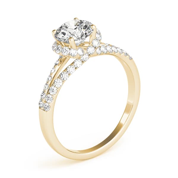 Multi-Row Split Shank Halo Engagement Ring, style 83904, Top view in yellow gold