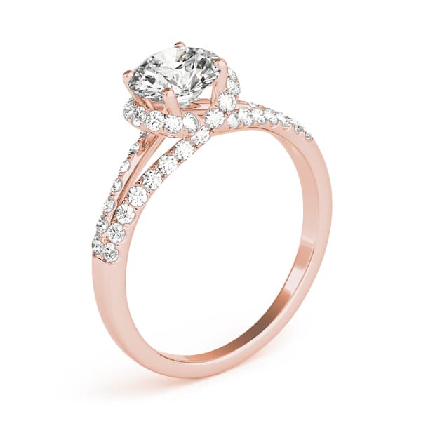 Multi-Row Split Shank Halo Engagement Ring, style 83904, Top view in rose gold