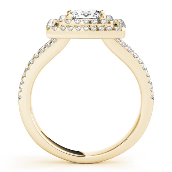 Princess & Cushion Gemstone Ring (0.57 ct. tw.), Side view in yellow gold