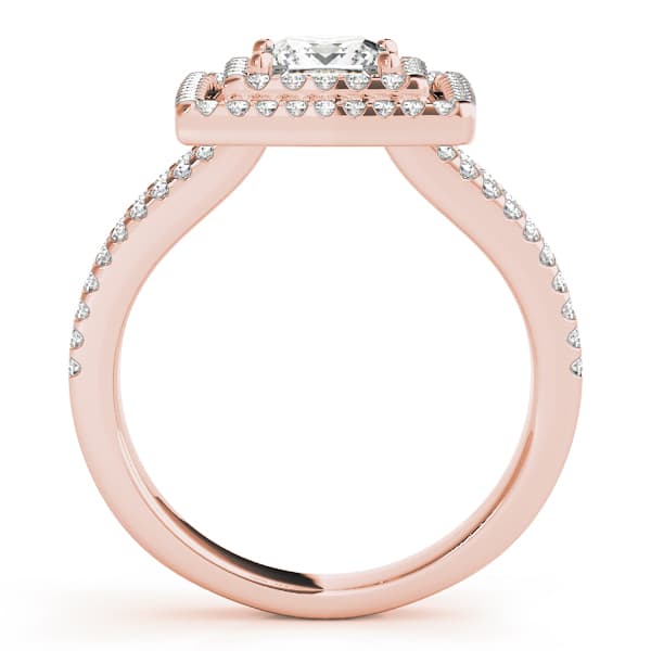 Princess & Cushion Gemstone Ring (0.57 ct. tw.), Side view in rose gold