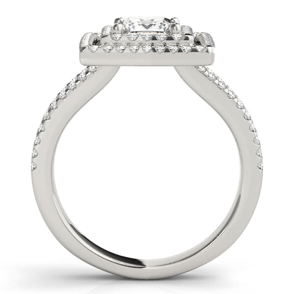 Princess & Cushion Gemstone Ring (0.57 ct. tw.), Side view in white gold or platinum