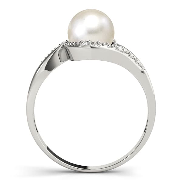 Bypass Pearl Color Ring (0.03 ct. tw.), Side view in white gold or platinum