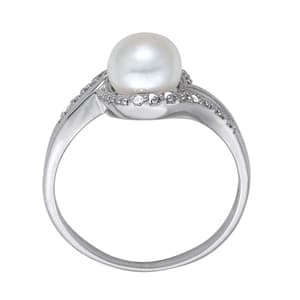 Bypass Pearl Color Ring (0.03 ct. tw.), Side view in white gold or platinum