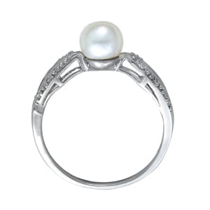 Pearl Gemstone Ring (0.03 ct. tw.), Side view in white gold or platinum